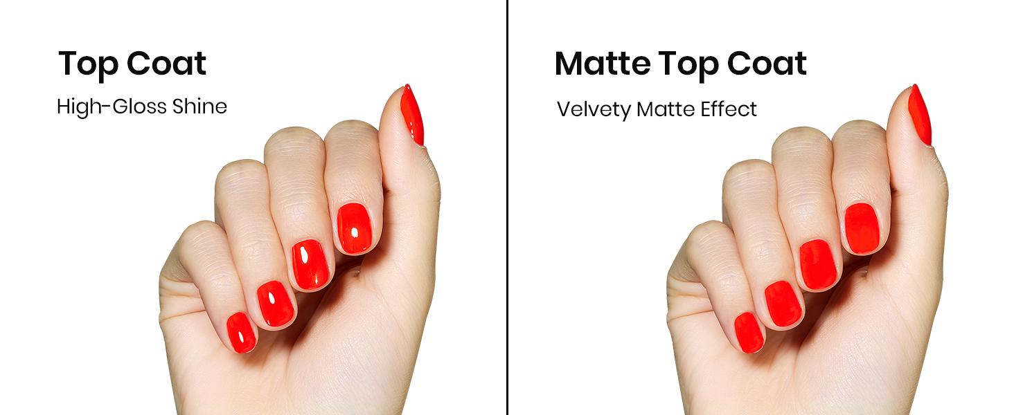 Beetles Gel Top Coat and Base Coat Set with Nail Dehydrator and Primer, 5 Pcs 10ml Glossy & Matte Top Coat Gel Nail Polish Nail Prep Acid-Free and Hema-Free Dehydrate Bond Primer Set for Acrylic