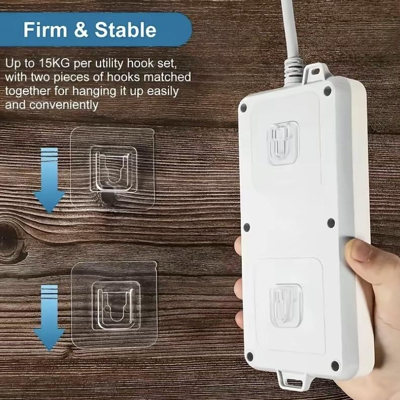 10 Pairs Double Sided Adhesive Wall Hooks, Minimalist Buckle Self Adhesive Hooks, Punch-free Storage Hooks Organiser 10Pcs Plastic Installation Mount Room Hangable