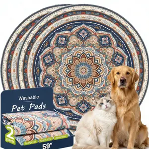 Washable Reusable Pet Pads with Bohemian Mandala Pattern - Super Absorbent, Leak-Proof & Non-Slip Training Pads for Dogs & Cats, Ideal for Floors, Crates and Travel