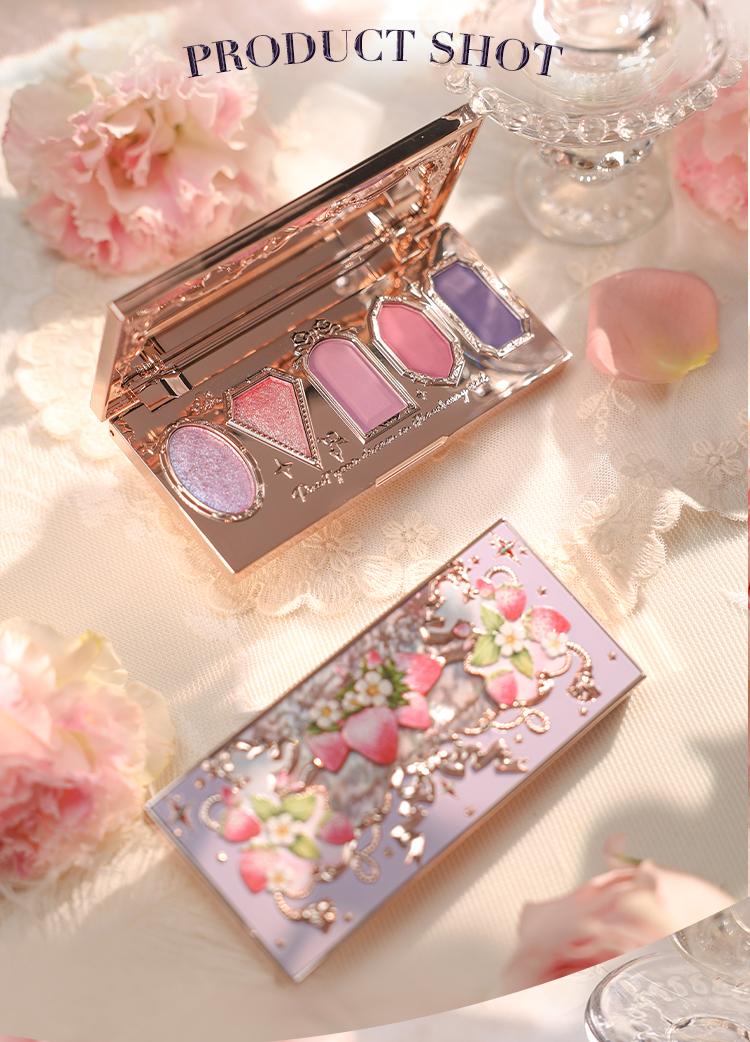 Flower Knows Violet Strawberry Rococo Collection Five-Color Eyeshadow Palette, longlasting, makeup, cosmetic, matte, shimmer, dealsforyoudays