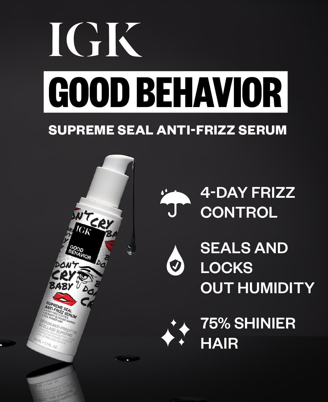 IGK SLEEKER-THAN-SLEEK BUNDLE | Good Behavior 4-in-1 Prep Spray + Good Behavior Smoothing Spray + Good Behavior Supreme Seal Smoothing Serum | 473ml | 16 oz