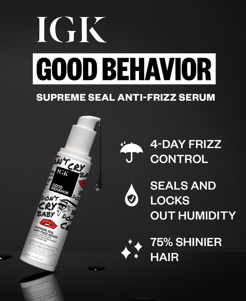 IGK SLEEKER-THAN-SLEEK BUNDLE | Good Behavior 4-in-1 Prep Spray + Good Behavior Smoothing Spray + Good Behavior Supreme Seal Smoothing Serum | 473ml | 16 oz