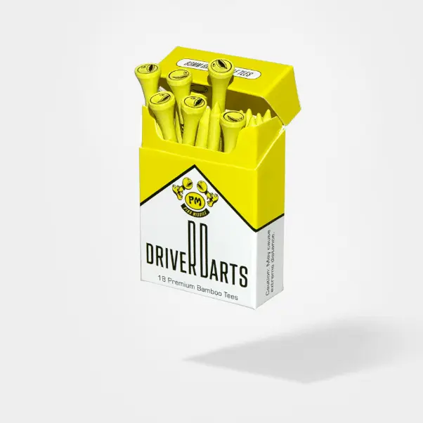 Driver Darts Golf Tees- 18 Premium Bamboo 83mm Tees