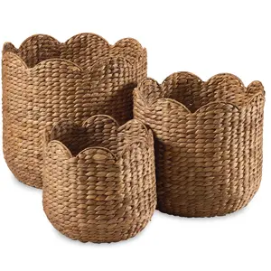 Best Choice Products Scalloped 3PC Water Hyacinth Nesting Baskets