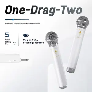 Professional Karaoke Wireless Microphone with Colorful LED Lights, Stable Signal Transmission, Plug and Play Operation