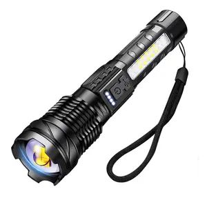 Rechargeable Flashlights High Lumens Brightest LED Flash Light 7 Modes with Red and Blue Side Light High Powered Handheld Flashlight for Home Emergency Camping