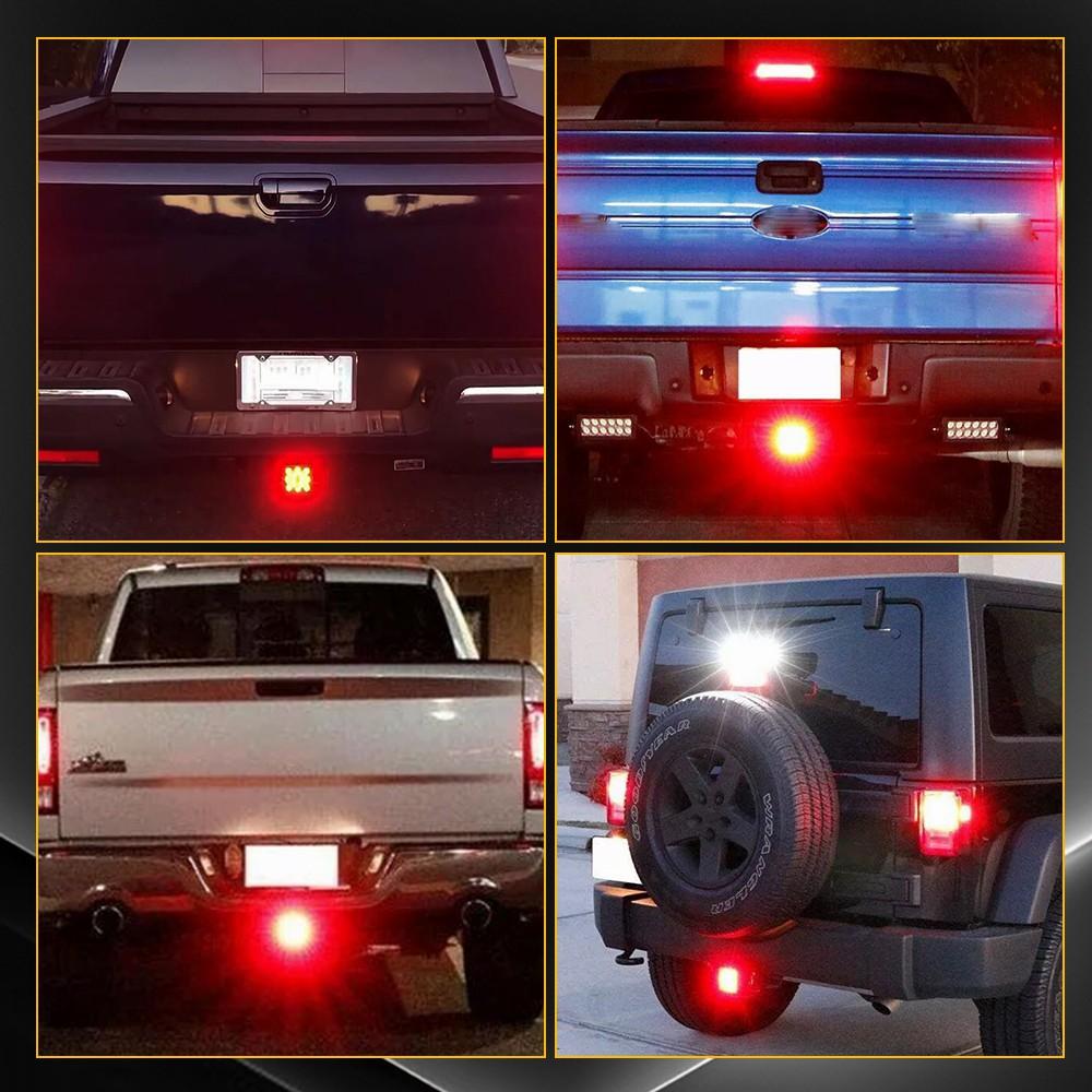 AUXITO Red Lens 15-LED Tow Hitch Receiver Strobe Brake Light For Truck SUV 2-Inch Hole