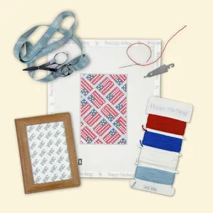 Happy Stitching - American Flags Passport Case Needlepoint Kit - USA 250 Needlepoint Collection - All-In-One Needlepoint Kit