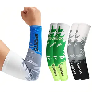 2 Pairs UV Sun Protection Arm Sleeves Cooling Sports Sleeve Anti Slip Ice Silk Warmers Arm Covers for Men Women
