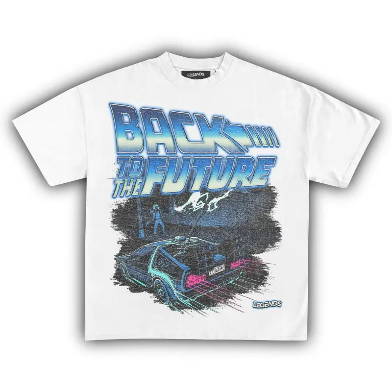 Unisex 100% Pure Cotton Crew Neck T-Shirt - Regular Fit, All Over Breathable, Street Style Retro Classic Movie Lightning Print Casual Gift Top for Men