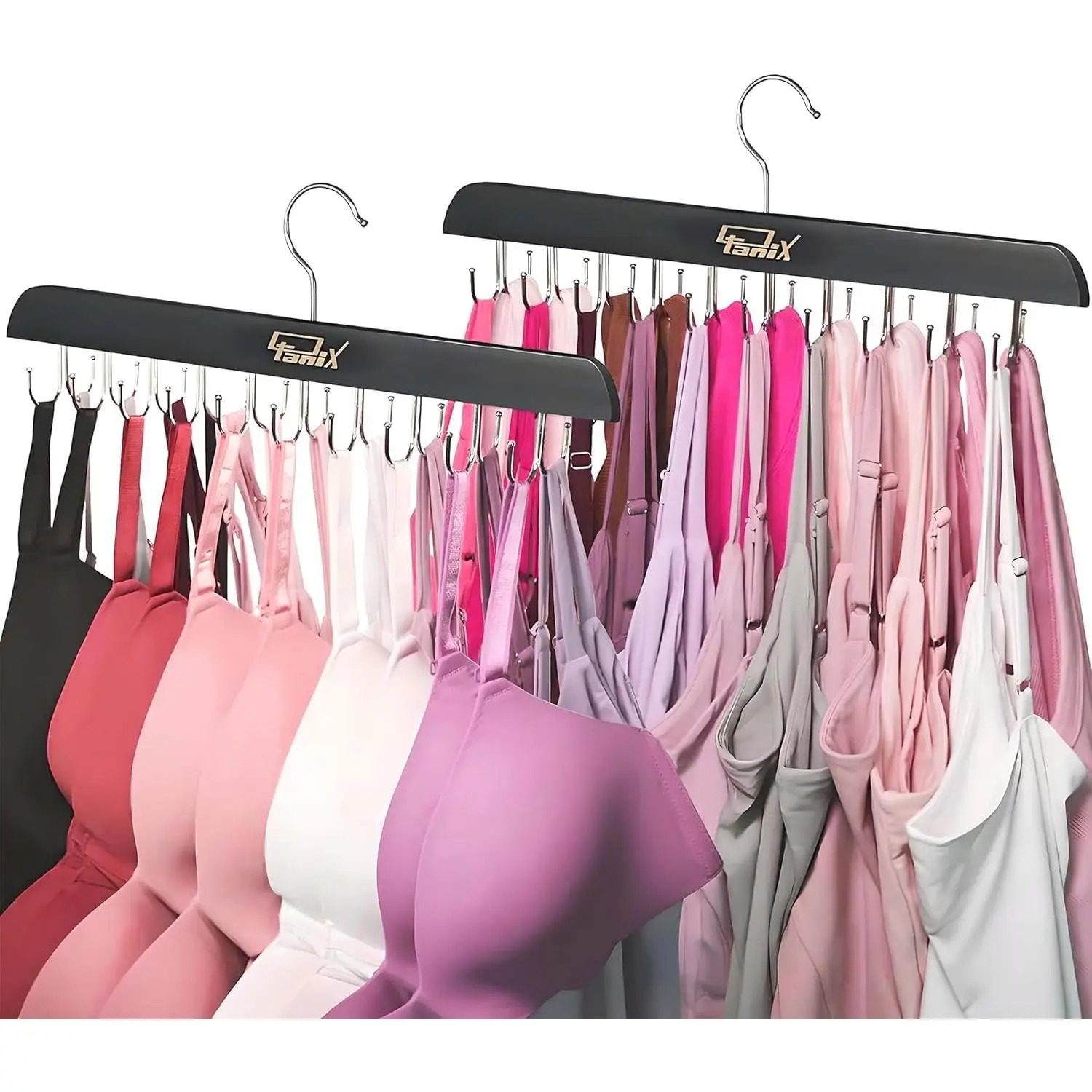 2 Pack Tank Top Hangers Space Saving, Bra Hangers for Closet Organizer, Bra Organizer for Closet, Space Saving Organizers and Storage for Dorm & Apartment for Tankto (Black)
