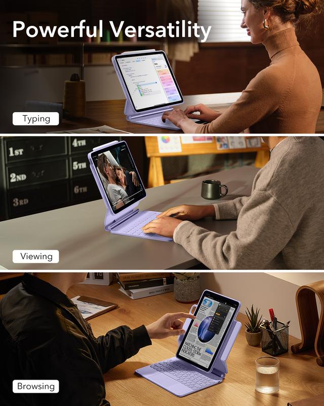ESR iPad Air 11/13 inch 2025/2024 Case with Keyboard, iPad Pro 11/13 inch 2025/2024 Keyboard Case with Easy-Set Magnetic Stand, Portrait/Raised Modes for iPad Pro 11/12.9/Air 5th/4th Generation Keyboard, with Removable Protective Case