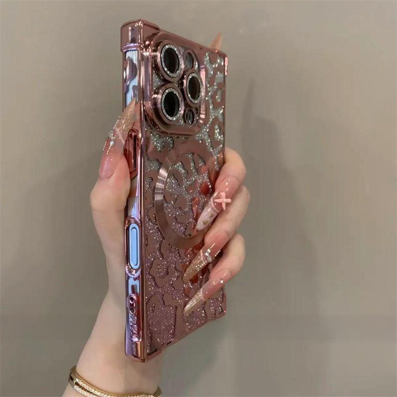 Compatible with for iPhone 17 Pro Max/16 Pro/15 Pro/14/13 Glitter Leopard Print phone case - HN1217-10