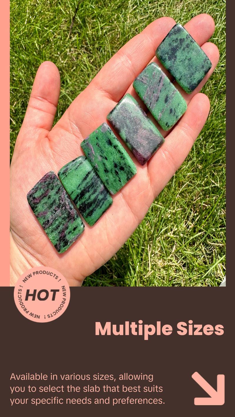 New Moon Beginnings Ruby in Zoisite Slab - Unique Gemstone with Green and Purple Hues