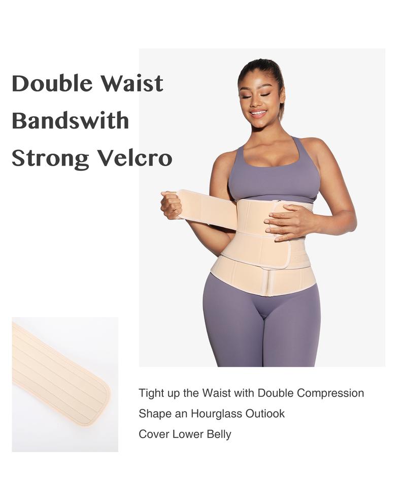 FeelinGirl Women Long Torso Sauna Workout Double Belts Neoprene Sports Waist Belt Corset Waist Cincher Zipper Trimmer Womenswear