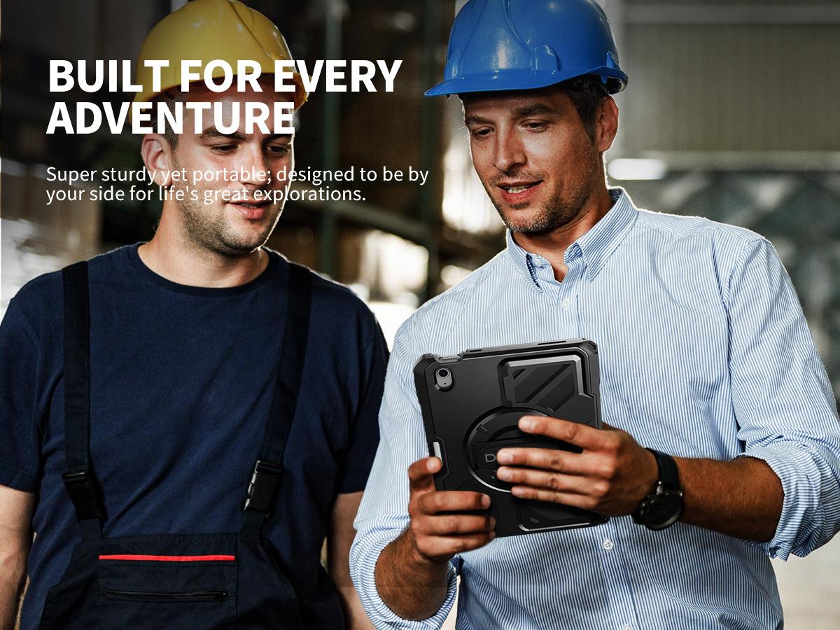 Dexnor Case for iPad (A16) 11th/10th Generation 2025/2022 (11″/10.9″),Rugged Protective Case with 360° Rotating Hand Strap& Stand & Screen Protector & Pencil Holder Shockproof Full-Body Cover