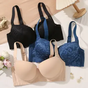 MImilemon 3PCS Embroidered Push UP Bra Everyday Bra fit Womenswear Bridal