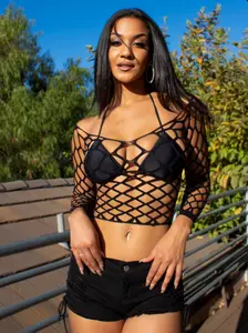 Gimme More Net Crop Top