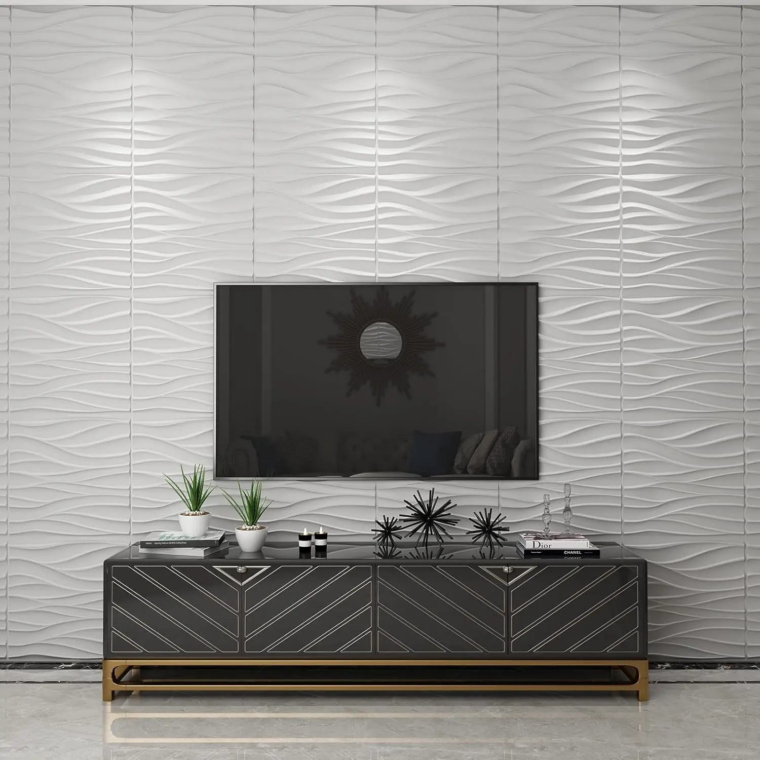 Aadesh PVC Plastic 3D Wall Panels, Waterproof and Fire-Resistant, 11.8x11.8 Inches, Ideal for Living Rooms, Bedrooms, Hotels, Offices