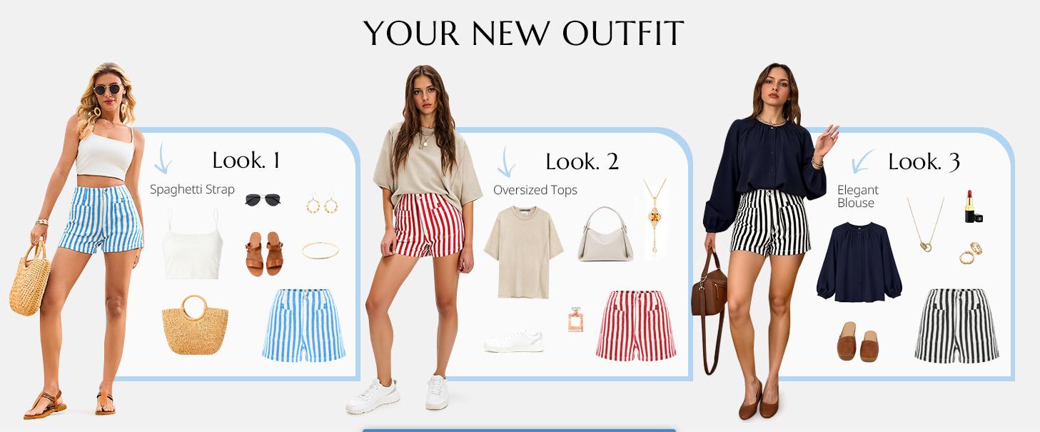 Cicy Bell Womens Summer Striped Jean Shorts Casual High Waisted Wide Leg Denim Shorts Above The Knee Beach Vacation Jorts Cicy Bell Womens Summer Striped Jean Shorts Casual High Waisted Wide Leg Denim Shorts Above The Knee Beach Vacation Jorts