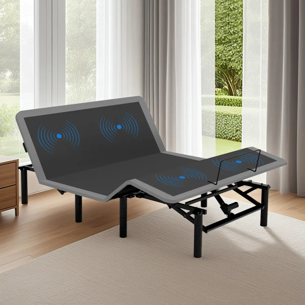 Aobtkel Queen Adjustable Bed Frame with Massage, Head & Foot Incline, Wireless Remote, Zero Gravity, Anti-Snore, USB-A & USB-C Ports, LED Under-Bed Night Light, 4 Height-Adjustable Legs, Memory Modes, Easy Tool-Free Assembly
