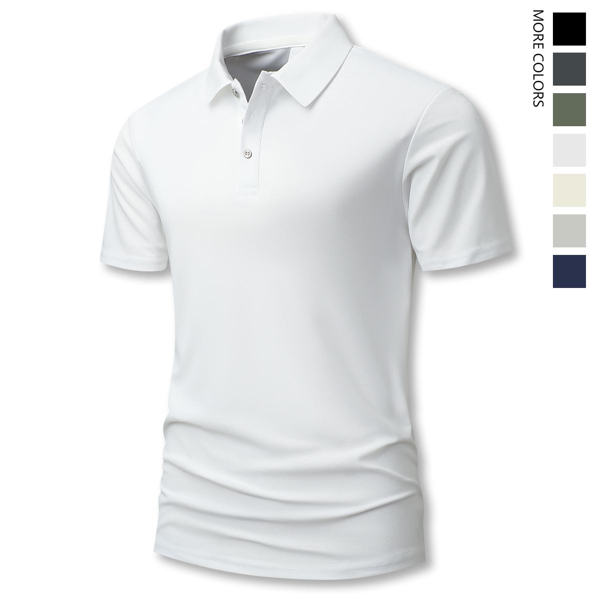 Men’s Summer Short-Sleeve Polo T‑Shirt, Lightweight Thin Design, Solid Color, Versatile Retro Minimalist Fashion, Perfect for Vacation, Outdoor Activities, and Casual Wear