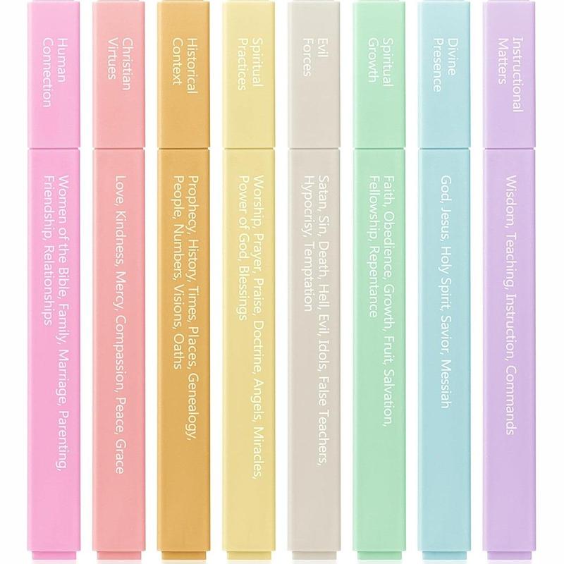 Mr. Pen - Bible Highlighters with Color-Coding System 8 Pack Soft Pastel Aesthetic Highlighters Assorted Colors for Studying Note-Taking and Journaling