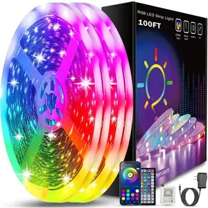 New Deal - 100ft Led Strip Lights (50ft) Bluetooth Smart App Control Music Sync Color Changing Strip with Remote,Led Lights for Room Home Decor Party Festival
