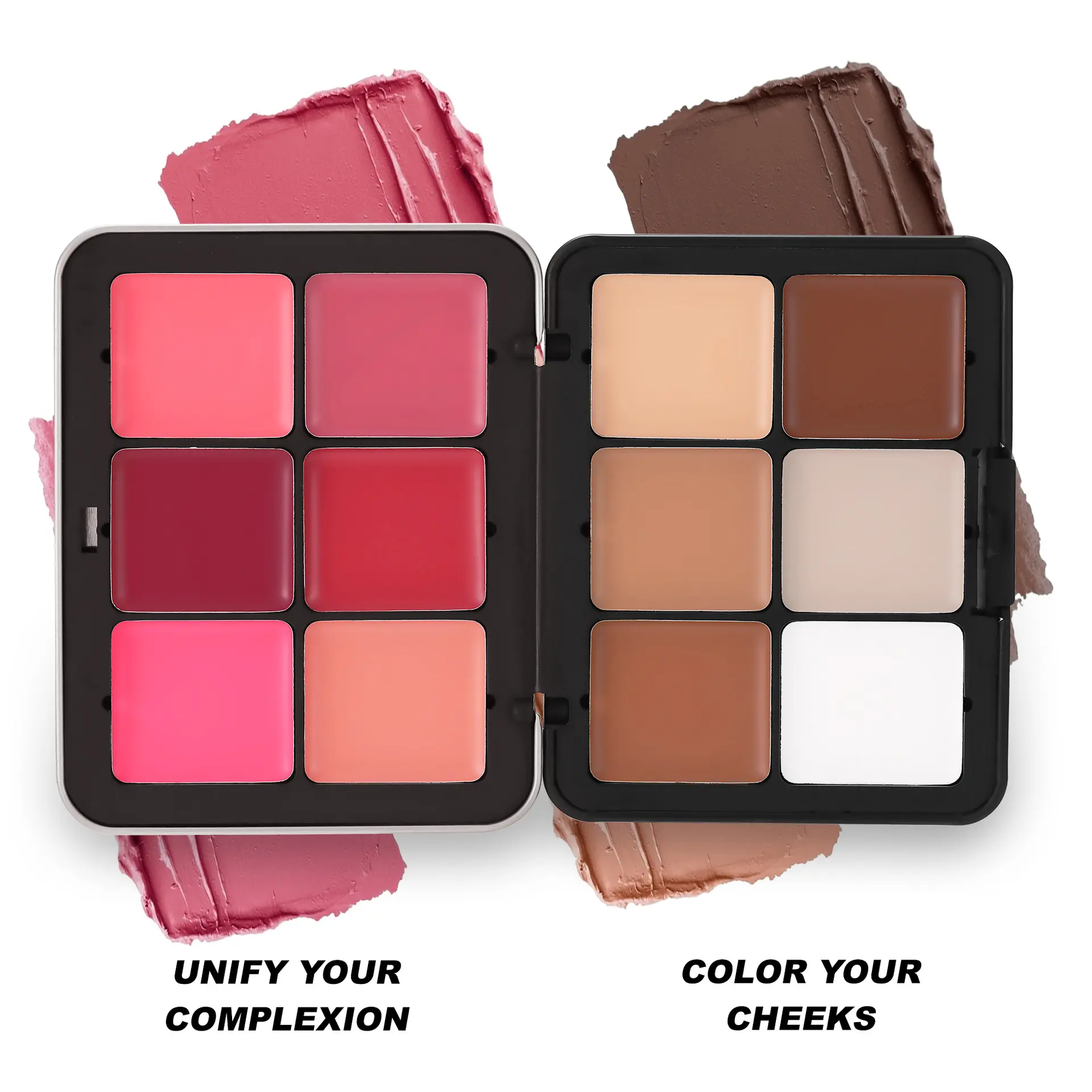 12-Color Cream Cosmetic Palette - All-in-1 Foundation, Blush & Color Correction Makeup Kit | Long-Lasting, Water Resistant & Blendable Formula Matte Lightweight Natural Look, Contour, Compact