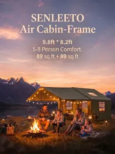 Premium Inflatable Cabin Tent with Extended Awning, 420D Heavy Duty Waterproof Glamping Tent with Stove Jack & AC Port, 6 Inch Thickened Air Columns, 4 Season Outdoor Shelter tiktokshopspringglowup,summervibes