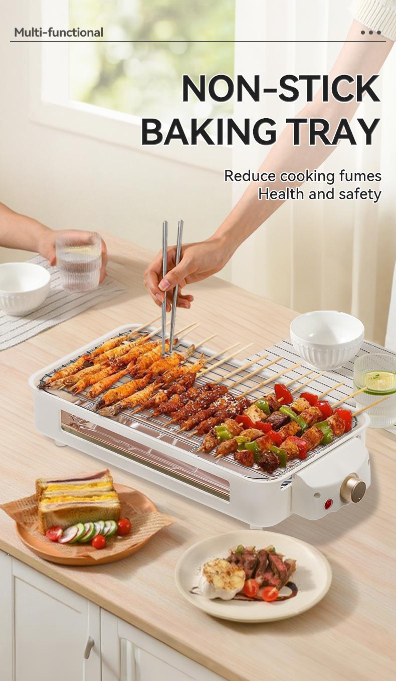 TANLOOK 1500W Electric Korean BBQ indoor Grill – Smokeless Non-Stick Grill with Removable Plates & Temp Control, Compact All-Purpose Tabletop Griddle, with Clip & Brush