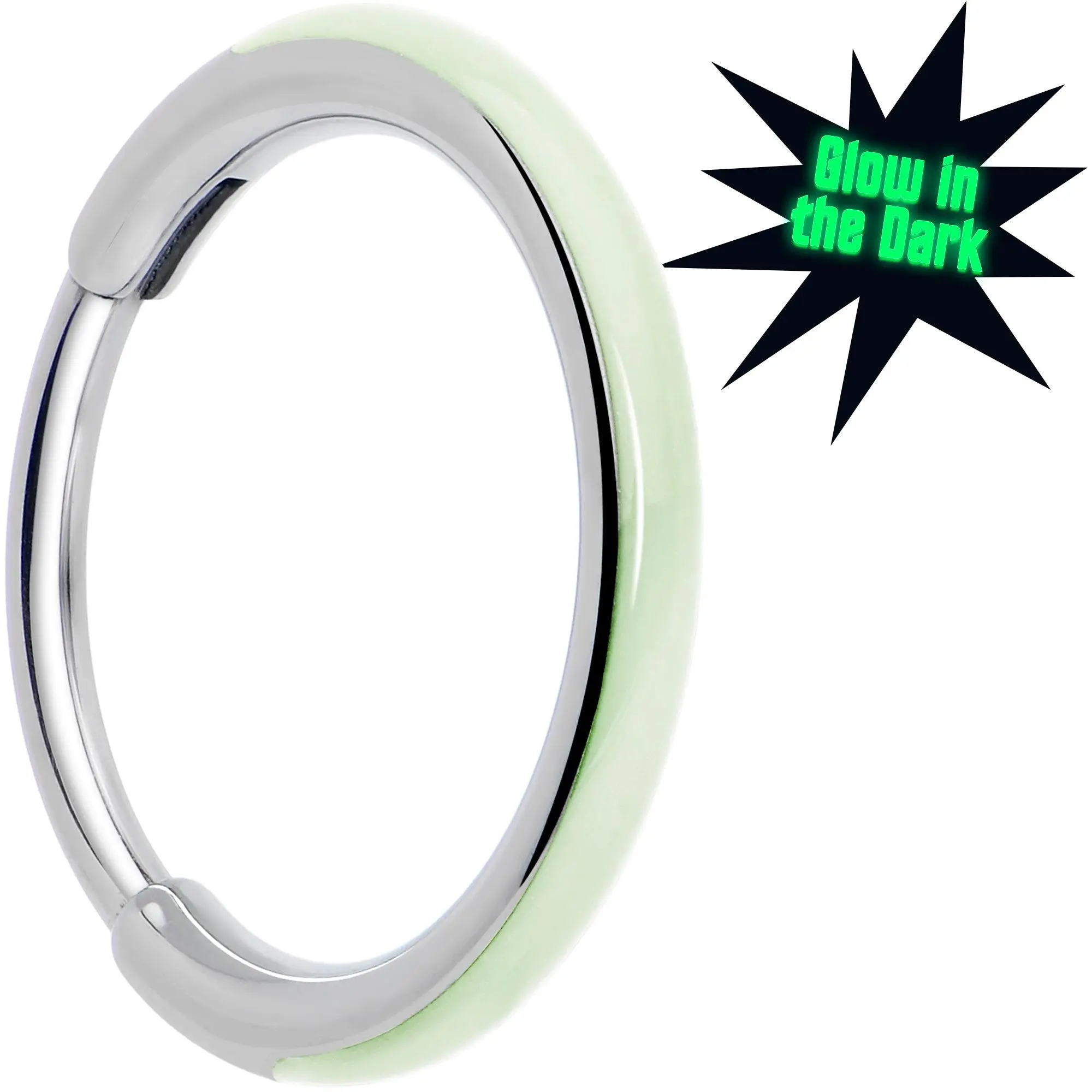 Body Candy 20 Gauge Implant Grade Titanium  Glow in the Dark Hinged Segment Nose Hoop