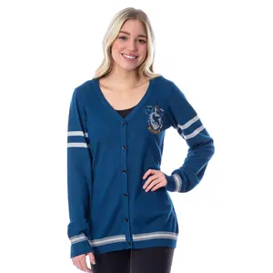 Harry Potter Womens Ravenclaw House Open Front Cardigan Juniors Knit Sweater