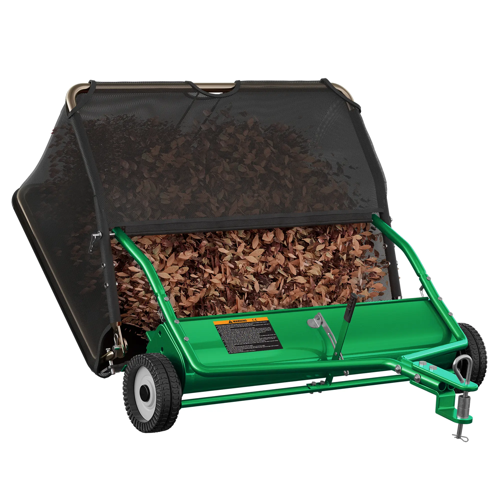42" Lawn Sweeper Tow Behind - Pull Behind Grass Sweeper with 18.55 cu. ft Large Hopper, Heavy Duty Leaf & Grass Collector, Adjustable Brush Height Lever and Dumping Rope, Lawn and Yard Cleanup Tool