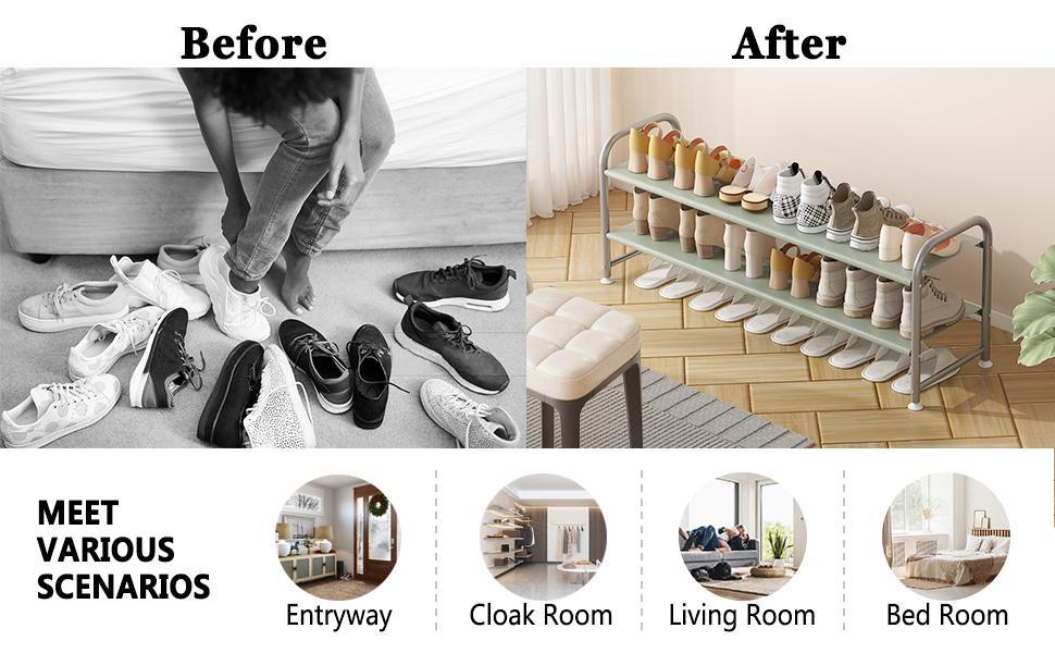 SUOERNUO 2 / 3 /4Tier Long Shoe Rack for Closet Shoe Organizer for Closet Floor Entryway Storage Stackable Wide Shoe Shelf SUOERNUO 2 / 3 /4Tier Long Shoe Rack for Closet Shoe Organizer for Closet Floor Entryway Storage Stackable Wide Shoe Shelf