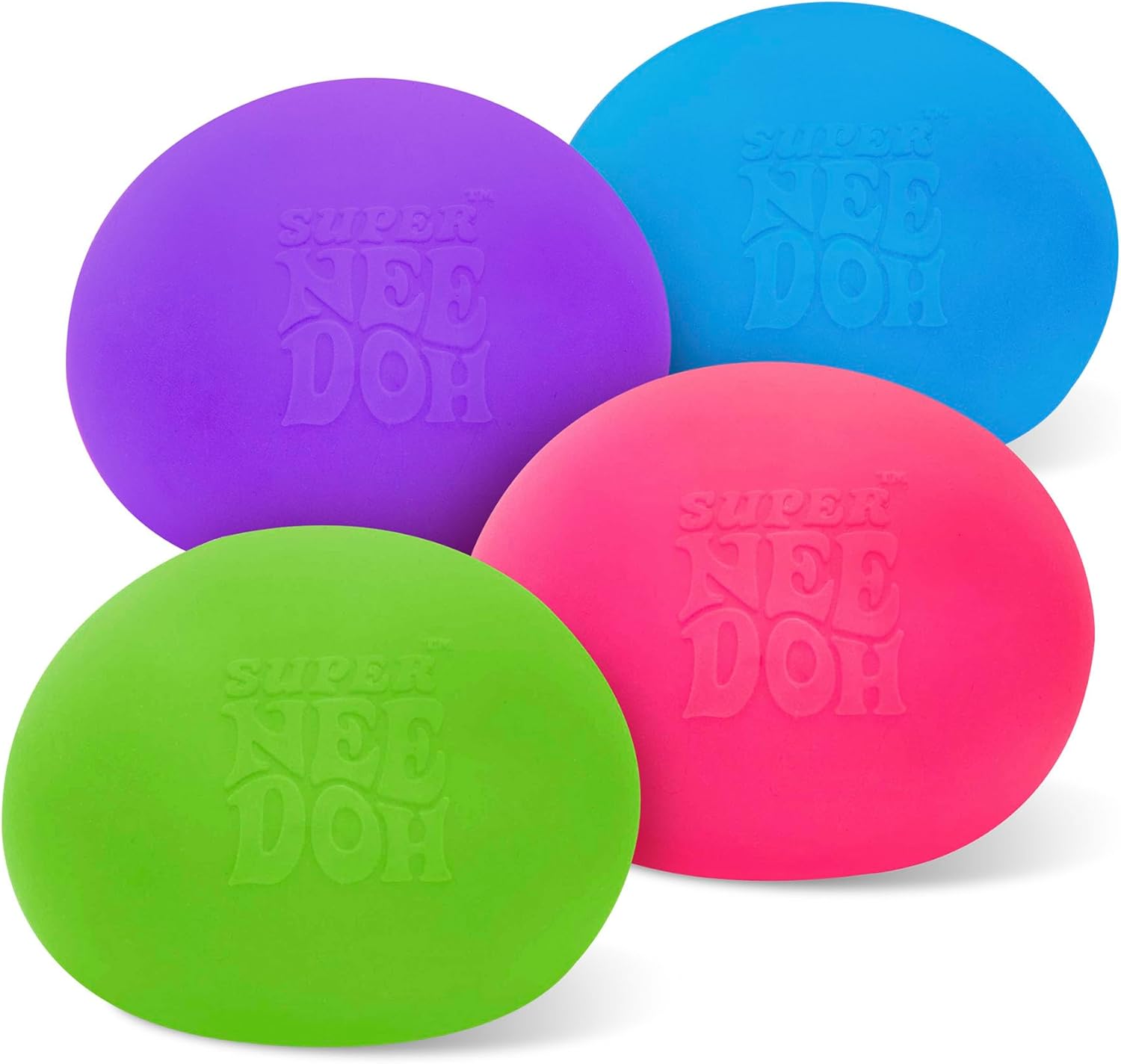 Super NeeDoh - Huge NeeHoh 4.5" in Diameter - Sensory Toy with Fun Dough Filling, Stress Squeeze Toys - Assorted Designs - 1 Random Color - Ages 3+ Super NeeDoh - Huge NeeHoh 4.5" in Diameter - Sensory Toy with Fun Dough Filling, Stress Squeeze Toys - Assorted Designs - 1 Random Color - Ages 3+