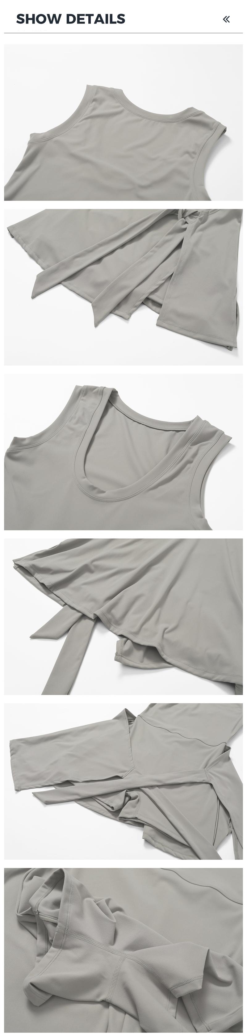 YEOREO Women's Tennis Skirt Sleeveless Yoga Golf Sports Skirt with Ruffle Side Slits Gym Skirt Built-in Shorts