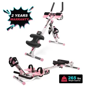 TOUSAINS Foldable Ab Workout Machine with LCD Monitor - Smart Six Pack Abs Trainer, Adjustable Height & Resistance for Full Body Home Workout, Core & Cardio Fitness Equipment