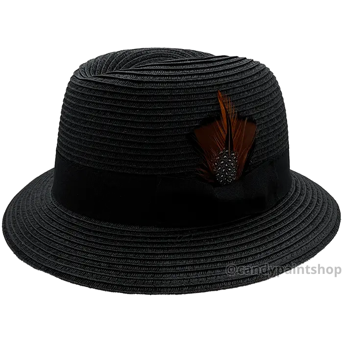 Chicano Homage Fedoras - Black Whittier Collection Faux Milan Lowrider Derby