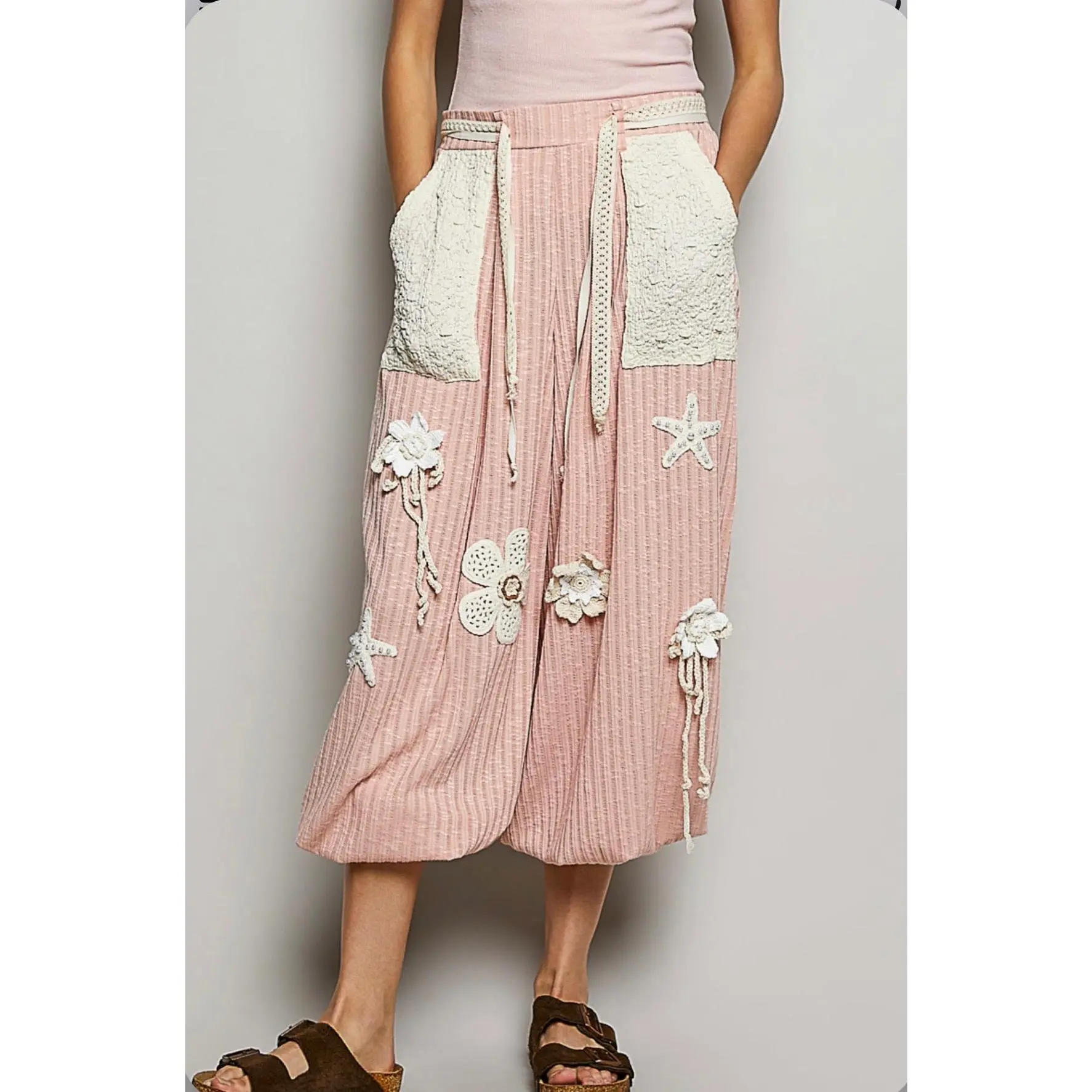 YKP260P Pink Ribbed Joggers