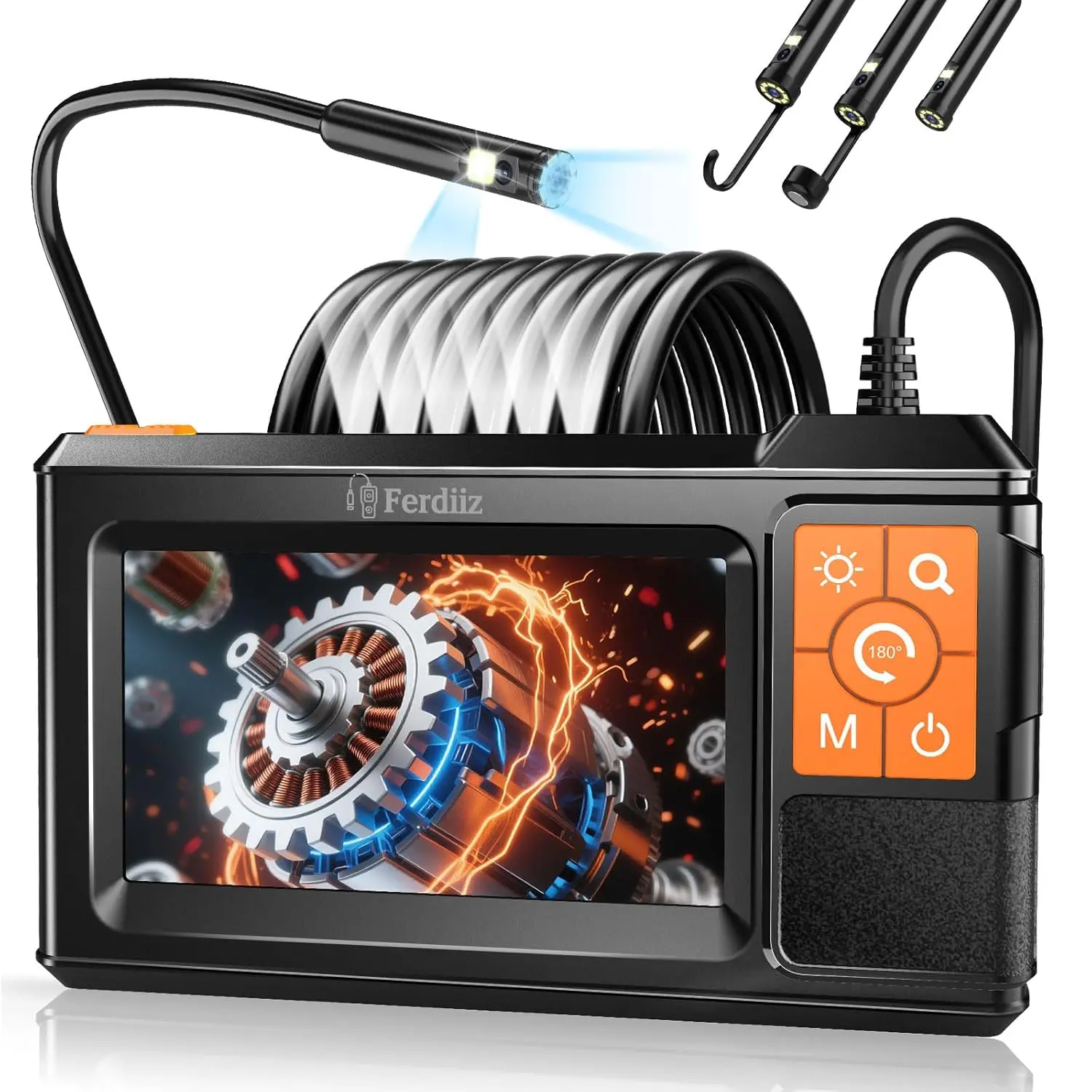 Endoscope Camera with Light, 1920P HD Borescope Camera with 8 Adjustable LED Lights, 16.4ft Semi-Rigid Cable, IP67 Waterproof, Handheld Borescope Cool Gadgets for Men#SummerWins