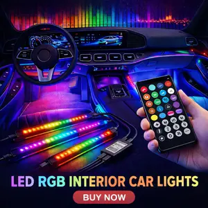 Interior Car Lights ，Smart Car Interior Lights with App Control, APP Control with Remote Music Sync Color Change RGB Under Dash Lighting ，DIY Mode and Multiple Scene Options, with Charger 12V LED Lights Running Board Lights