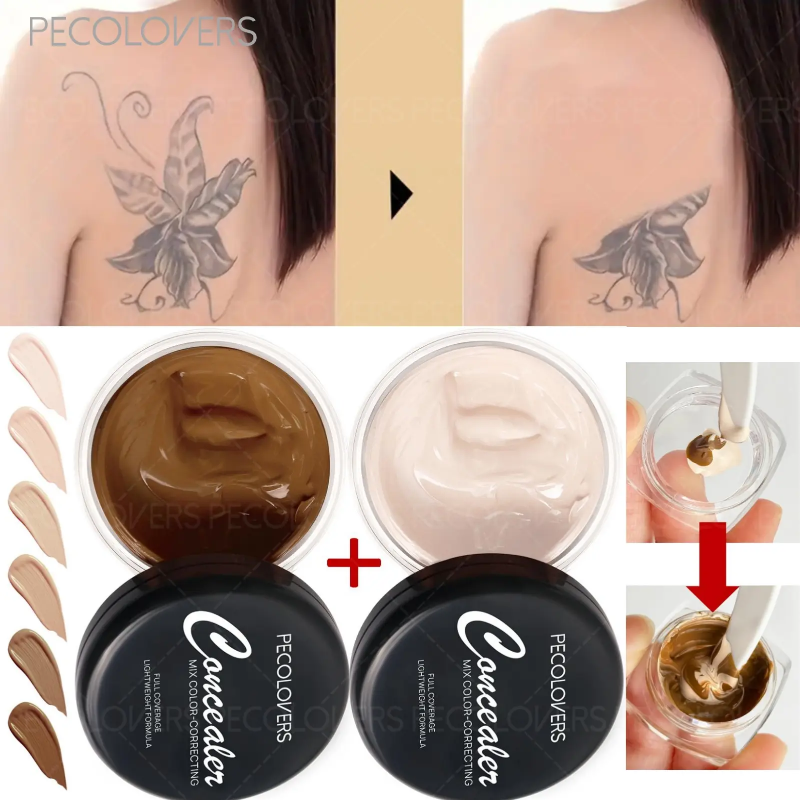 4pcs/set Full-Coverage Face Concealer +Cosmetic bottle+Crescent spoon，for Flawless Light Beige - Long-Lasting, Hides Freckles, & Tattoos, Natural Finish, Multi-Color Cream Formula, Compact Size for On-the-Go Touch-Ups, Face Light Beige Care