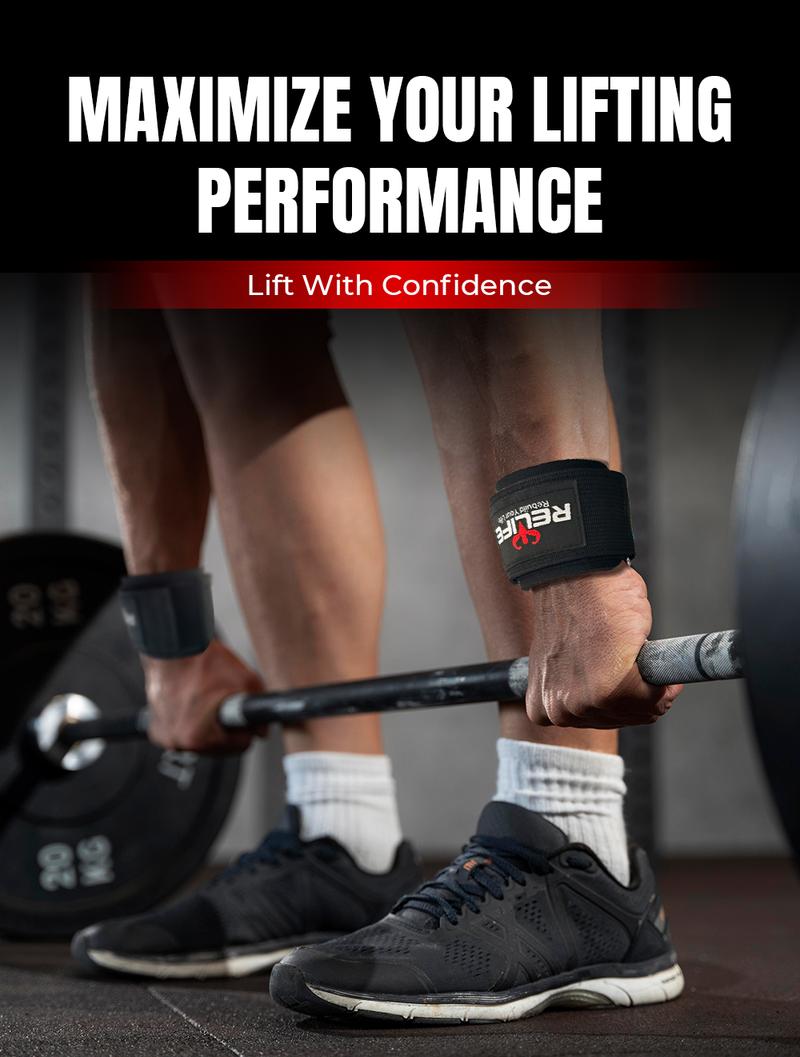 RELIFE Rebuild Your Life Heavy Duty Weightlifting Hooks (Pair) Non-Slip Wrist Straps for Shrugs Rows & Deadlifts Thick Wrist Padding Weight Grips