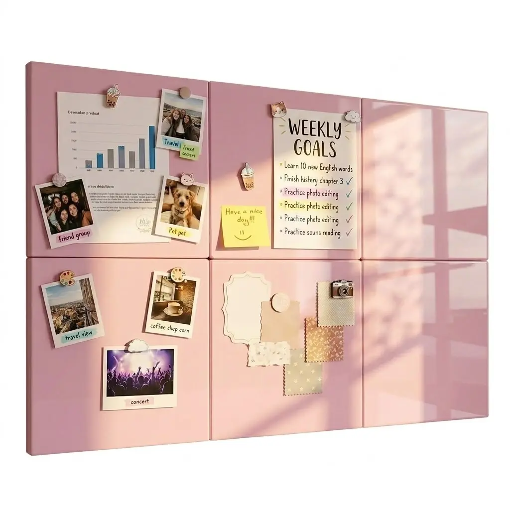 【Back To School】Comix Magnetic Whiteboard Tiles 6-Pack, 11.8x11.8in Dry Erase Board Set for Wall & Fridge, Peel & Stick Whiteboard for Kids, Students, Office & Home, Pastel Modular Design for Dorm，back to a school shopping