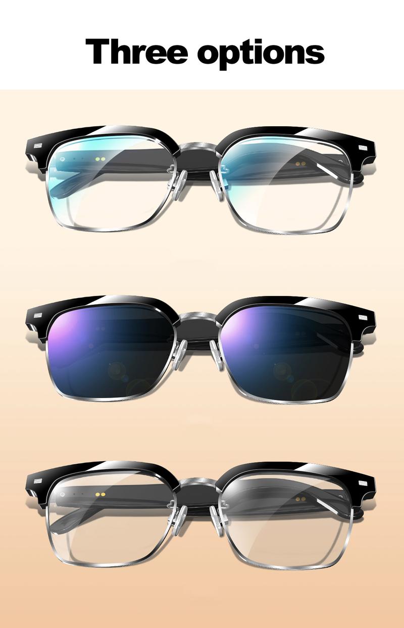 Smart Glasses Wireless Bluetooth, anti-blue light, UV protection, voice-activated smart music glasses with built-in microphone and speaker, suitable for meetings, travelling or studying Magnetic Wearable Chargeable