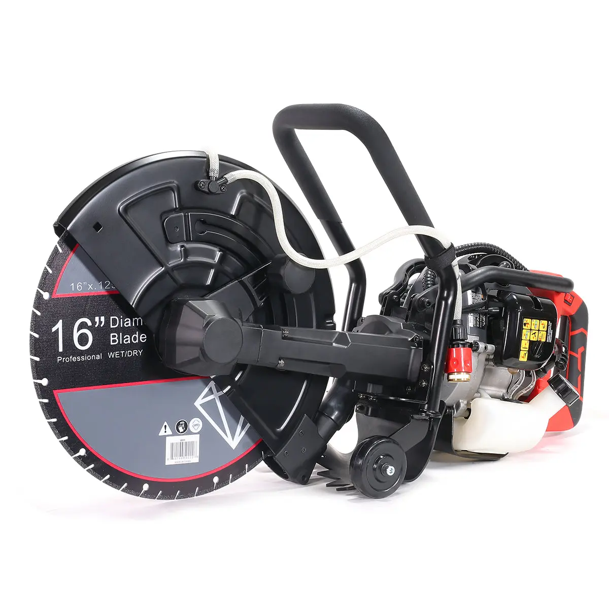 XtremepowerUS 16-in 52cc 2-stroke EPA-Certified Gas-Powered Concrete Cutter Saw, 2000W Power Tool with 2-stroke 25:1 Ratio, ABS+Steel Build, Guide Roller, Recoil Start, Vibration Reduction, 8500r/min, Included Diamond Saw Blades, 34"(l)x10"(w)x19-1/4"(h),