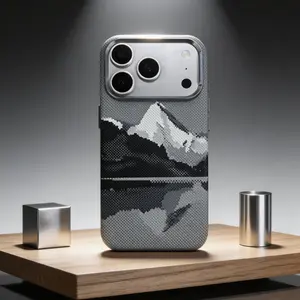 Pixel Mountains Kevlar Aramid Fiber Magnetic Phone Case for IP 17 Pro Max/16 - Skin?Feel Full Coverage - Carbon Fiber Anti?Drop Anti?Scratch Design