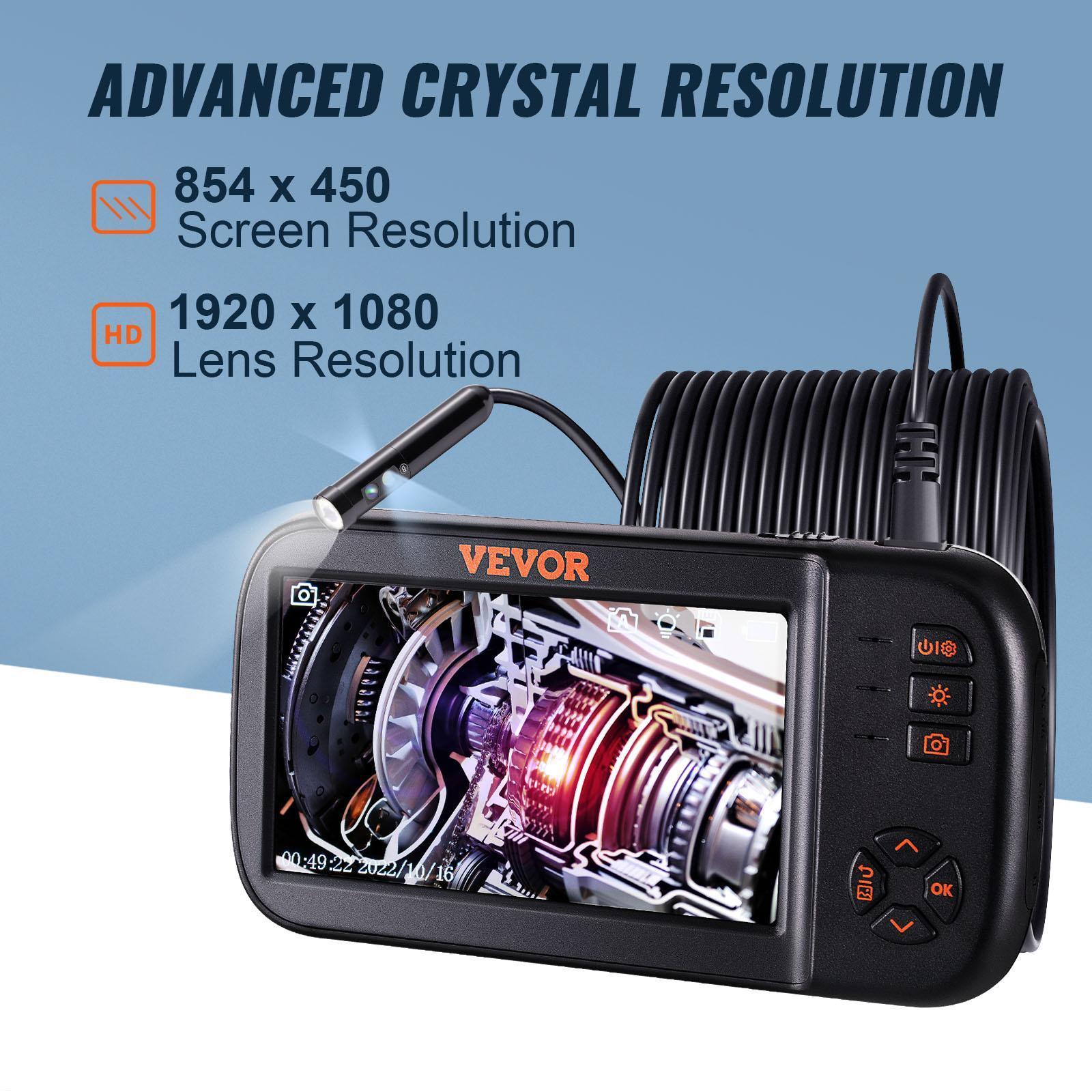 VEVOR Endoscope Camera Borescope Inspection Camera Triple Lens 4.5" IPS Accessories Mobile
