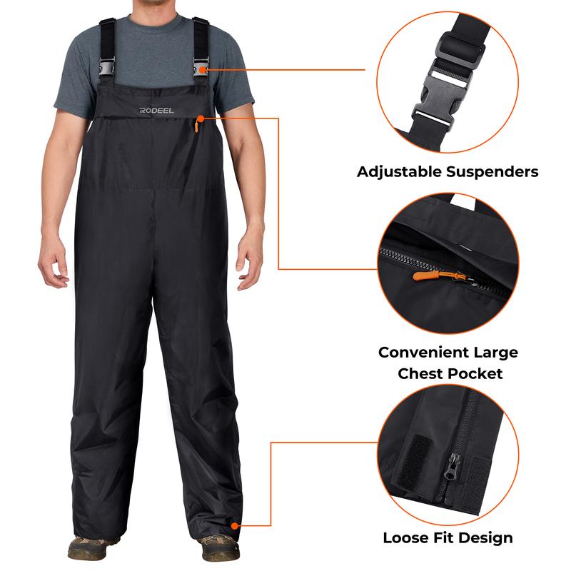 RODEEL Waterproof Bib Overalls Rain Suit Men Lightweight Breathable Full Zip Hooded Jacket Durable Rain Coat Weatherproof Rainwear Windbreaker For Outdoor Hiking Camping Fishing Construction Landscaping Gardening Workwear, Holiday Gift RODEEL Waterproof Bib Overalls Rain Suit Men Lightweight Breathable Full Zip Hooded Jacket Durable Rain Coat Weatherproof Rainwear Windbreaker For Outdoor Hiking Camping Fishing Construction Landscaping Gardening Workwear, Holiday Gift
